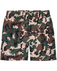 Purple Brand camouflage-pattern elasticated-waistband shorts - Brown