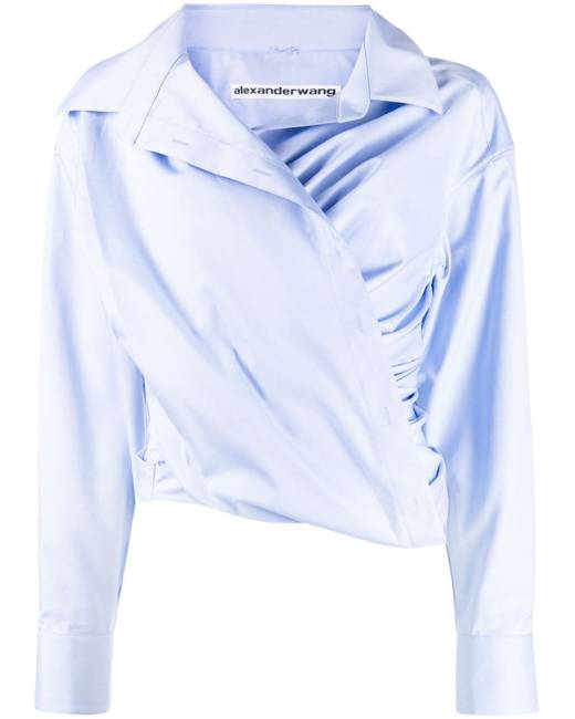 Alexander Wang Cropped Cotton-Poplin Wrap Shirt