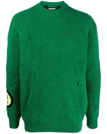 BARROW logo-intarsia knit distressed jumper - Green