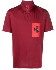 Ferrari logo-print cotton polo shirt - Red