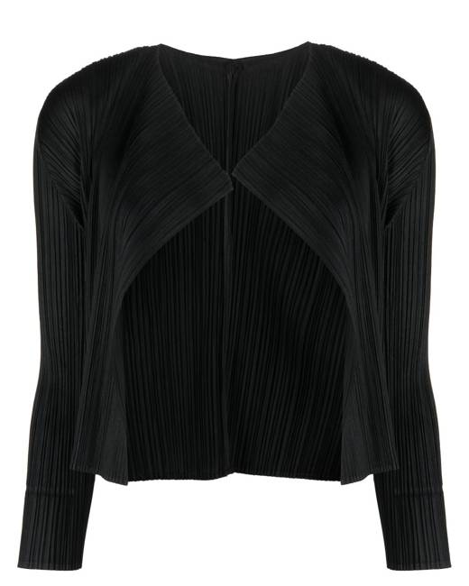 Issey Miyake Striped Warp-Knit Jersey Blazer - Black