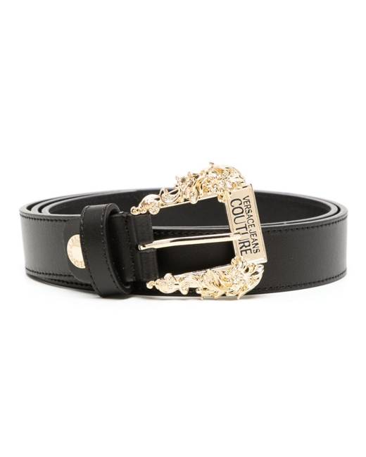 Versace Black Leather Medusa Square Buckle Belt 95CM Versace