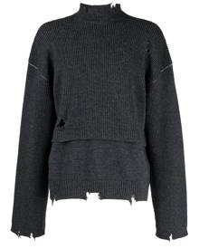 AMBUSH distressed-knit virgin-wool jumper - Grey