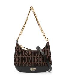 Moschino logo-jacquard shoulder bag - Black