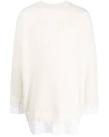 MM6 Maison Margiela layered distressed crochet-knit jumper - White