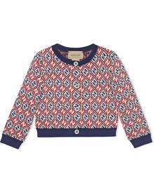 Gucci Kids logo-print knitted cardigan - Blue