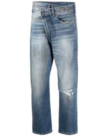 R13 stonewashed asymmetric cropped jeans - Blue