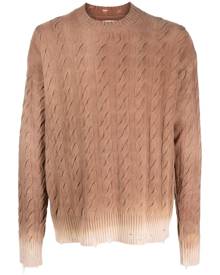 Laneus distressed cable-knit cashmere jumper - Brown