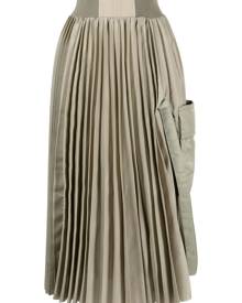 sacai high-waisted pleated midi skirt - Brown