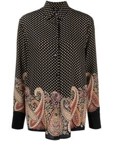 ETRO paisley-trim polka-dot shirt - Black