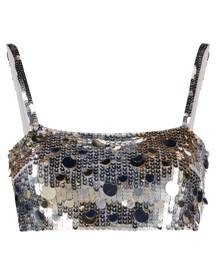 P.A.R.O.S.H. paillette-embellished cropped top - Silver