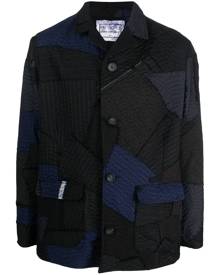 By Walid patchwork striped shirt jacket - Blue