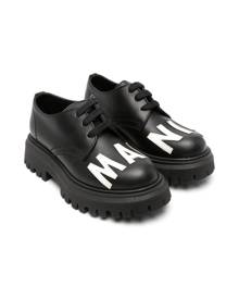 Marni Kids logo-patch leather brogues - Black