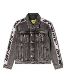 Off-White Kids logo-print strap denim jacket - Grey