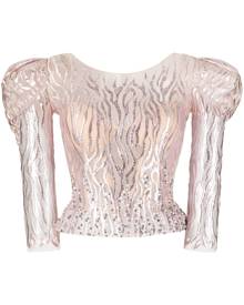 Gemy Maalouf semi-sheer jacquard tulle blouse - Pink