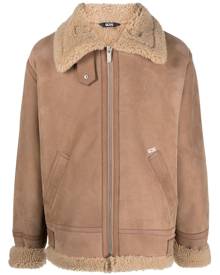 Gcds shearling zip-up biker jacket - Neutrals