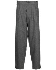 Société Anonyme logo-embroidered tapered cropped trousers - Grey