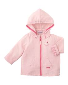 Miki House rabbit-embroidered zipped hooded jacket - Pink