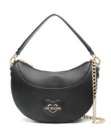 Love Moschino logo-plaque heart-patch shoulder bag - Black