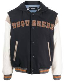 Dsquared2 layered hooded varsity jacket - Blue