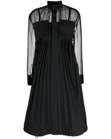 sacai A-line sheer-sleeve dress - Black