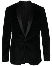 Tagliatore velvet-finish shawl blazer - Black