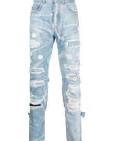 John Richmond ripped-detail mid-rise skinny jeans - Blue