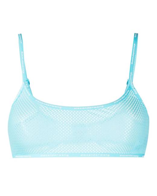 Alexander Wang logo-print mesh bra - Blue