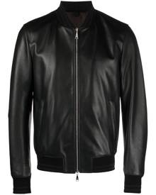 Tagliatore zip-up leather bomber jacket - Black