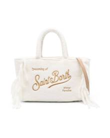 MC2 Saint Barth Kids logo-embroidered fringed tote bag - White