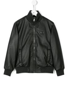 Dolce & Gabbana Kids leather bomber jacket - Black