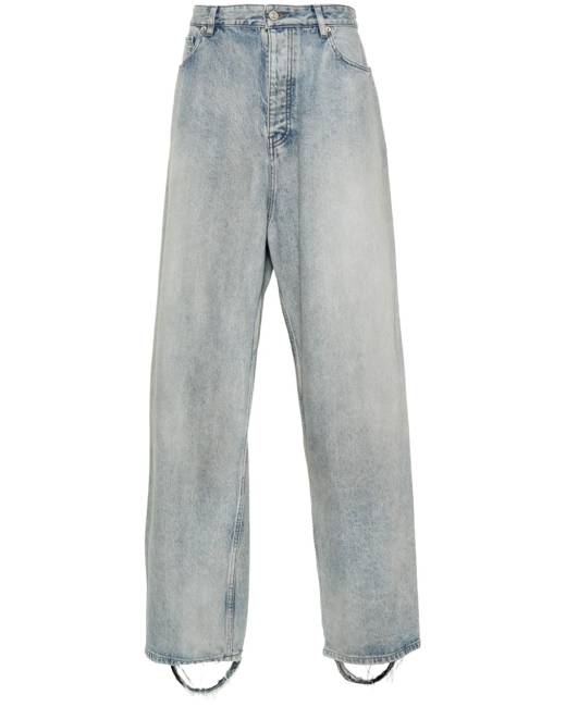 Blue Distressed wide-leg jeans, Balenciaga