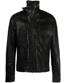 Julius zipped coated biker jacket - Black