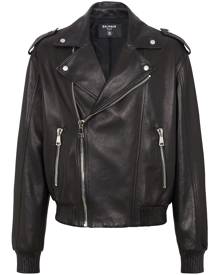 Balmain leather biker jacket - Black