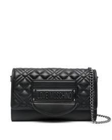 Love Moschino logo-lettering quilted shoulder bag - Black
