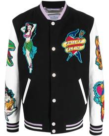 Philipp Plein Hawaii varsity bomber jacket - Black