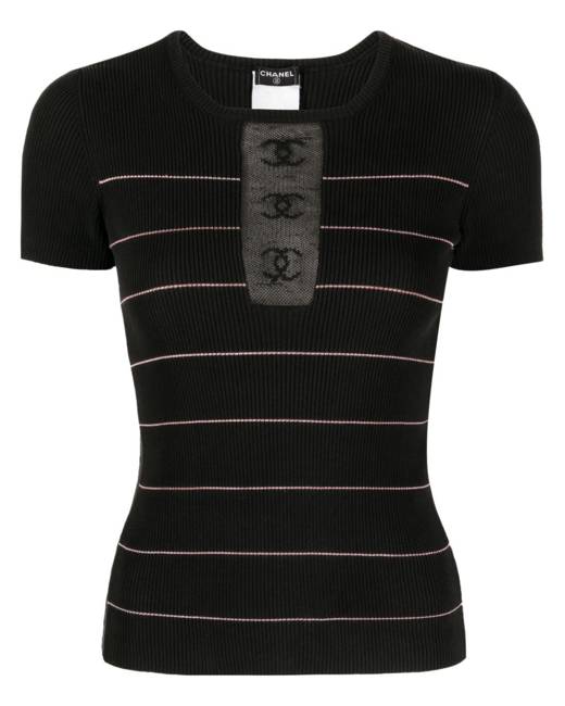 CHANEL Pre-Owned 1995 CC-buttons Ribbed Crop Top - Farfetch