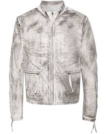 KANGHYUK abstarct-print biker jacket - White