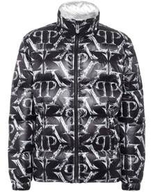 Philipp Plein logo-print quilted padded jacket - Black