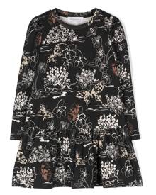 Monnalisa long-sleeve botanical-print dress - Black