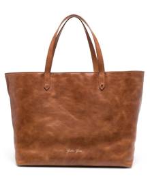 Golden Goose logo-stamp leather tote - Brown