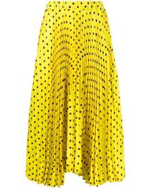 Plan C polka-dot print pleated midi skirt - Yellow