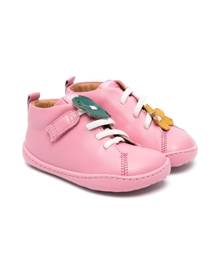 Camper Kids Twins floral-appliqué leather sneakers - Pink