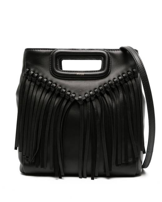 Maje Studded Leather Shoulder Strap - Black