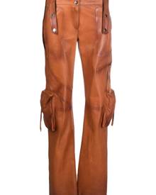 Blumarine slim-cut leather cargo trousers - Brown