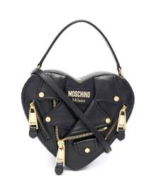 Moschino leather-jacket heart clutch bag - Black