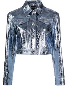 Versace x Dua Lipa metallic-effect leather jacket - Blue