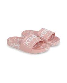 Kenzo Kids logo-embossed graphic-print slides - Pink