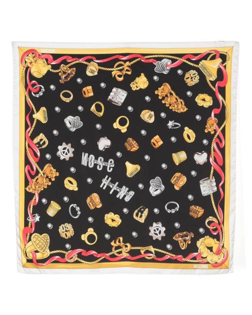 Moschino teddy logo scarf in black