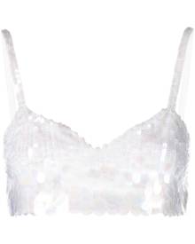 P.A.R.O.S.H. iridescent sequin cropped top - White